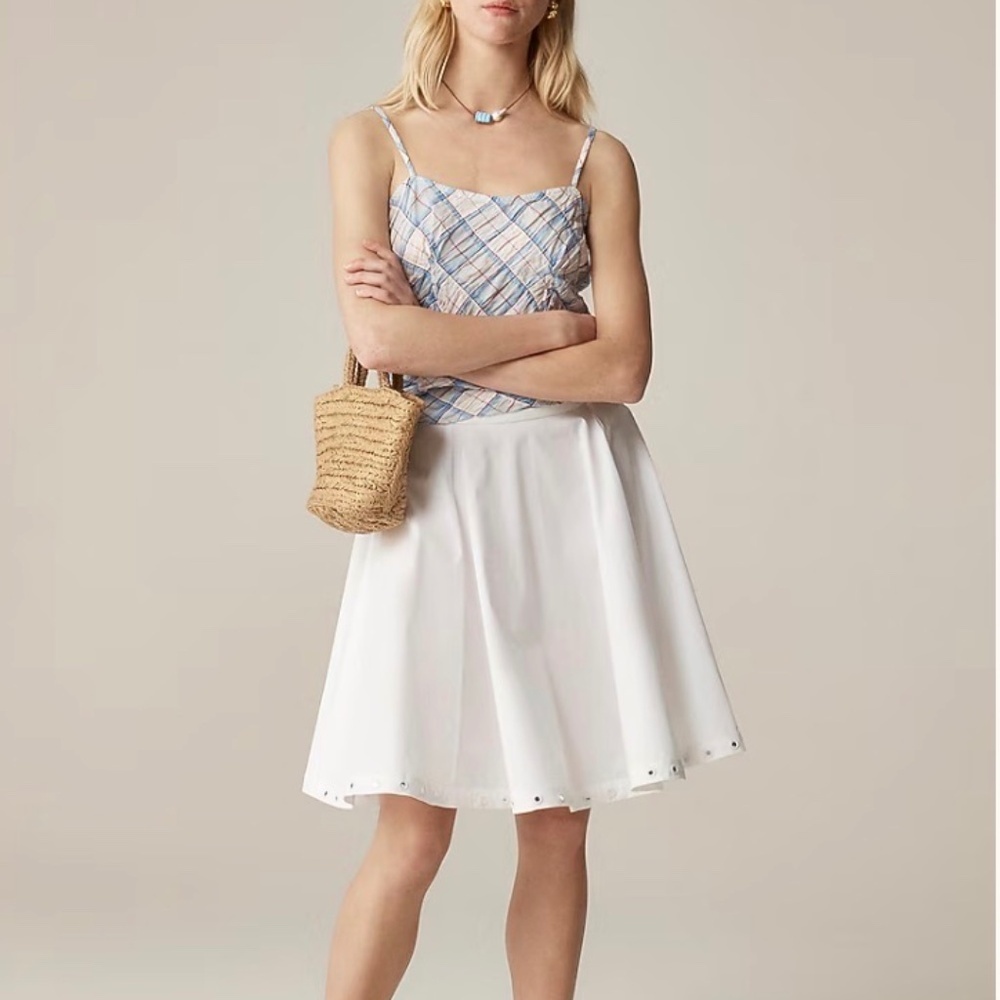 J Crew White Cotton Circle Skirt Large
